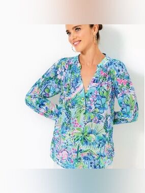 Lilly Pulitzer NWOT Silk Elsa Lilly’s House Small